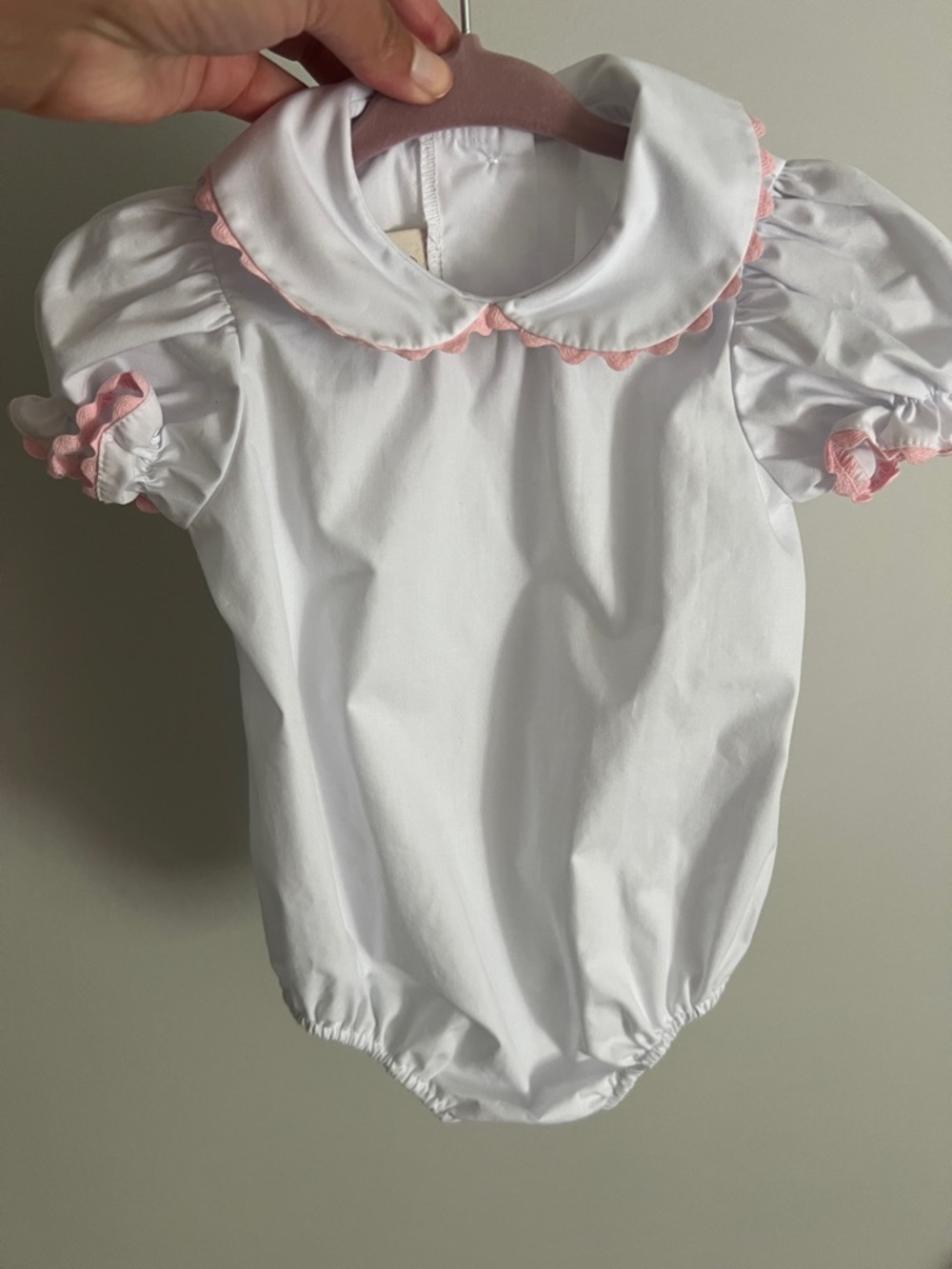Beaufort Bonnet Company Mauve Peter Pan Collar Onesie with Pink Trim